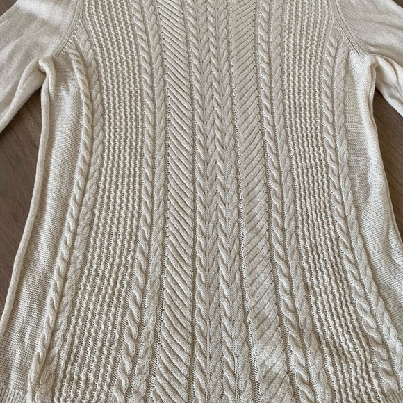 Talbots Woman’s Cream Cable Knit Lambswool Sweater Size Large - Picture 5 of 8